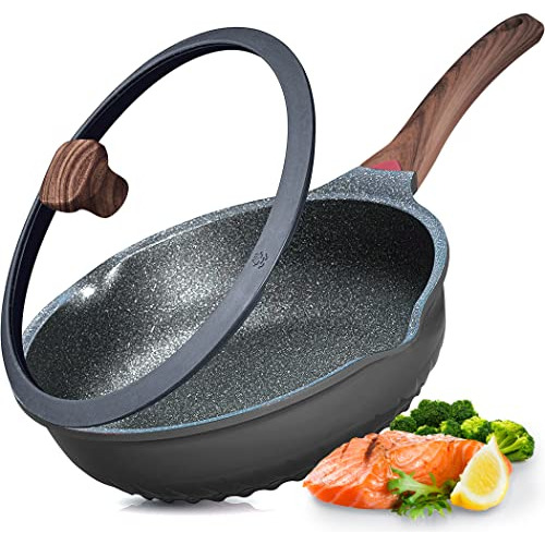 Nonstick Deep Frying Pan Skillet With Lid, 11in/5qt Sau...