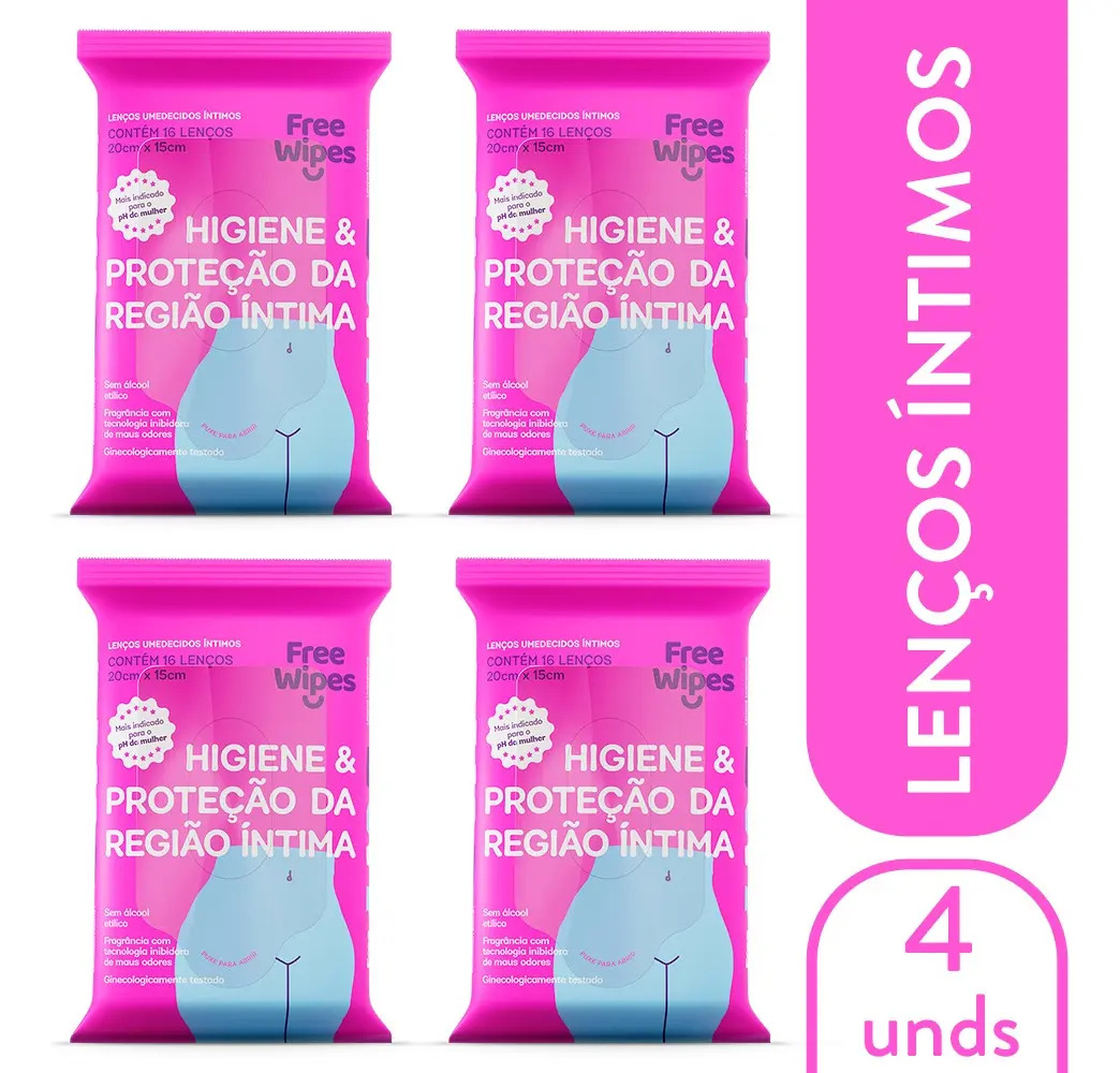 Kit 4 Pacotes De Lenço Umedecido Higiene Íntima Feminina