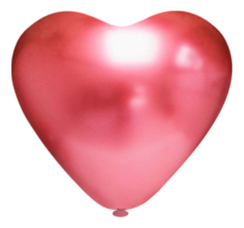 Bexiga Balões Metalizado Coração Platino Nº10 C/25 Vermelho