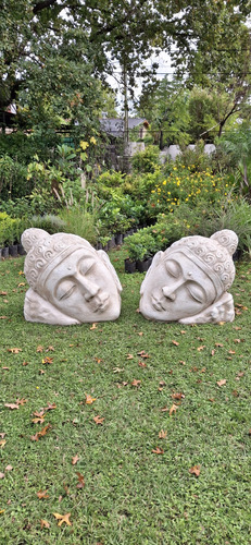 Cabeza Buda Gigante 75 Cm De Alto De Resina Retiro Del Local Crema