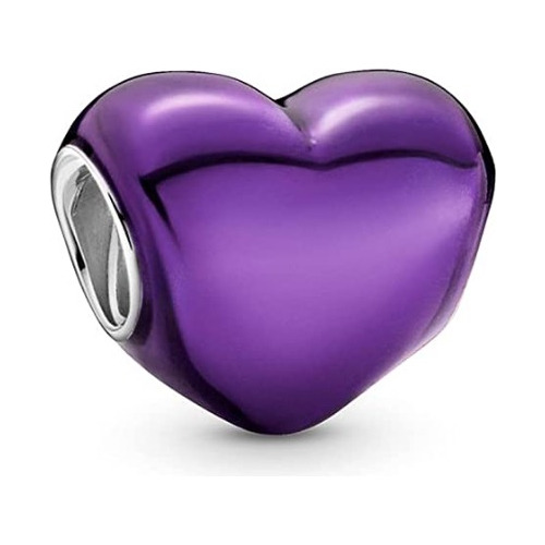 Charm Corazon Morado Para Pulsera Plata 925