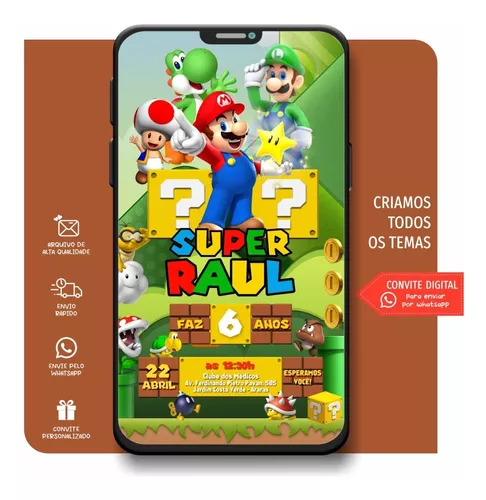 Convite Digital Super Mario Bros Filme Online Whatsapp