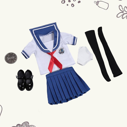 Traje De Uniforme De Colegiala A Escala 1:6, Ropa Para