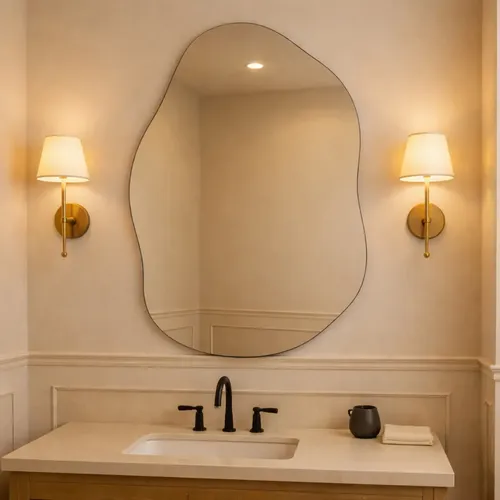 Espelho Vildrex Ravenna 70x50cm Design Moderno Lapidado Luxo Suporte