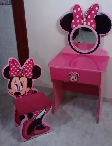 Mueble Infantil Tocador Minnie Mouse Rosado Y Magenta