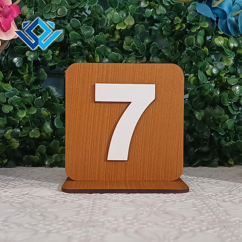 Placa Número Identificação Para Mesa Em Mdf Caramelo 01 A 15