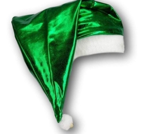 10 Gorros De Navidad Verde Metalico