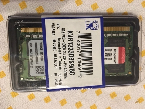 Memoria Ram Valueram  8gb 1 Kingston Kvr1333d3s9/8g