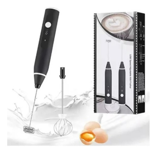 Batidor de Mano de Espuma Mini de Leche Eléctrico Espumador Recargable Negro