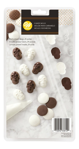 Molde Calaveras 3d Chocolate Halloween Wilton 2115-0-0240 Color Blanco