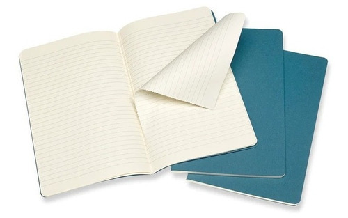 Set 3 Libretas Azules Cahier Grande Hoja Rayada Pasta Suave