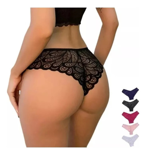 Tanga Corte De Encaje De Mujer Sexy Bragas De 5 Piezas