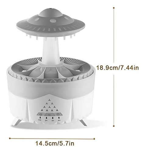 Umidificador Nave Alienígena Com Gotas De Chuva 7 Cores Marrom