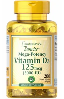 Vitamina D3 5000 Iu 200 Softgels - Unidad a $599