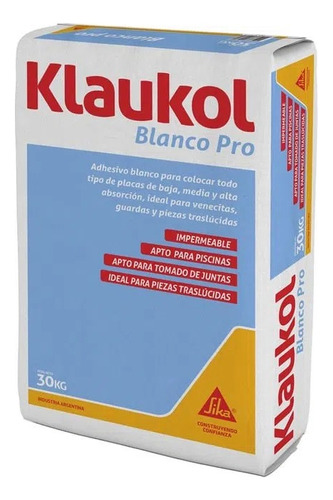 Adhesivo Klaukol Blanco Pro 30 Kg ( Piscinas )