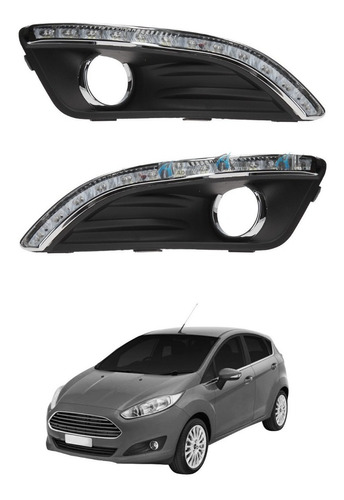 Kit Faro Auxiliar Led Drl Ford Fiesta 2013 2014 2015 16 2017