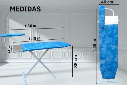 Imagen 3 de 10 de Tabla Planchar + Tender C/alas 7 Varillas-combo!- Disentino®