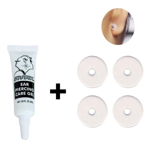 4 Discos De Silicona + 1 Gel Para Cuidar Perforación Studex