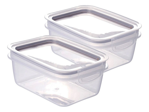 Frasco Pote Hermético Pvc Rectangular X2 Transparente 910ml 