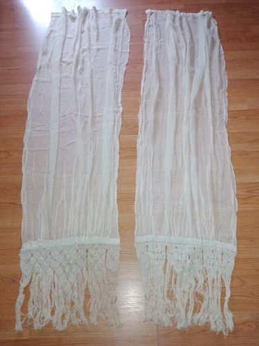 Antiguo Par De Cortinas Visillos Con Crochet Macramé En Mald