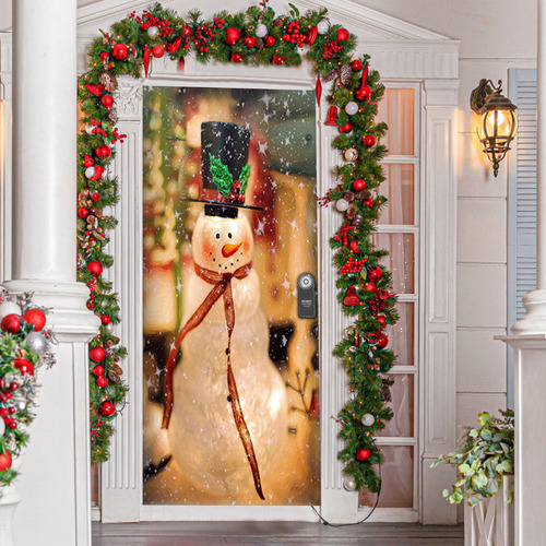 D Decoração De Capa De Porta De Natal Porta De Tampa De Port Cor B