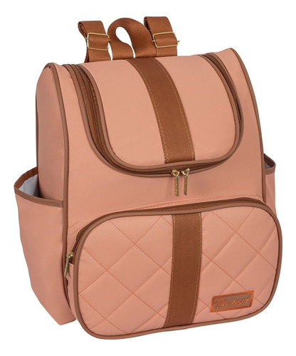 Bolsa Mochila Maternidade Grande Bebe Menina Menino Cor Rosé Desenho Do Tecido Lisa