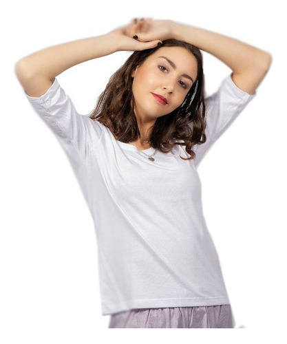 Imagen 1 de 10 de Remera Dora Jelue Pijama Manga 3/4 Algodón Soft Dama Mujer