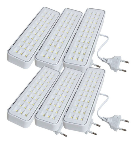 6 Luz De Emergência Com Tomada 30 Leds 127/220V