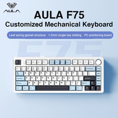 Teclado Mecánico Inalámbrico Aula F75, Teclado Azul, Color