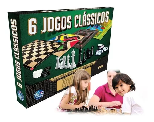 Jogo De Tabuleiro Jogos Ludo Dama Infantil Clássicos 6 em 1 Brinquedo  Educativo Tradicional Divertido Trilhas Resta 1 Conecta 4 Cobras E Escadas  Crianças Selo Inmetro Brinquedos GGB