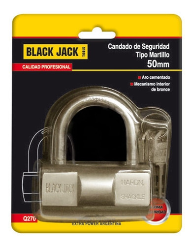 Candado Tipo Martillo 50 Mm Black Jack Aro Cementado Color Gris