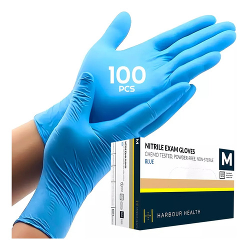 Guantes De Nitrilo Libre De Latex Sin Polvo Azul Negro 100pz