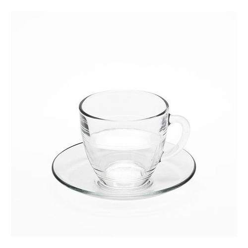 Taza + Plato De Vidrio 8oz 236ml Elegante Y Resistente