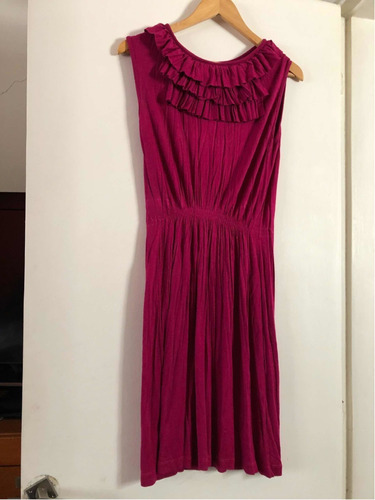 Vestido Zara Color Purpura Con Valaditos Talle M 