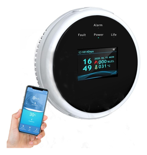 Detector Gas Natural Y Temperatura Wifi Tuya Smart