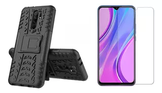 Funda Armadura + Vidrio P/ Xiaomi Redmi 9 / Redmi 9 Prime