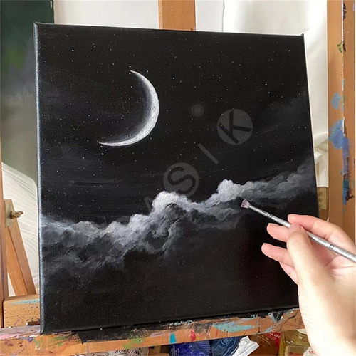 Bastidor Lienzo Negro Canva Algodón Para Pintar Oleo 40x40cm