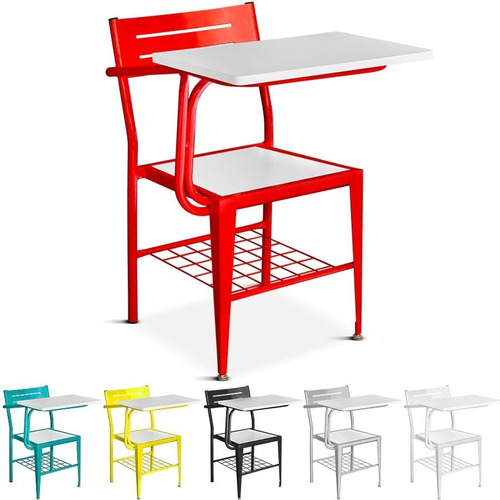 Cadeira Carteira Escolar Universitária Jade C/ Tampo Premium Cor Vermelha