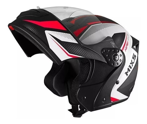Imagem 3 de 4 de Capacete para moto escamoteável Mixs Gladiator vermelho neo fosco tamanho 62