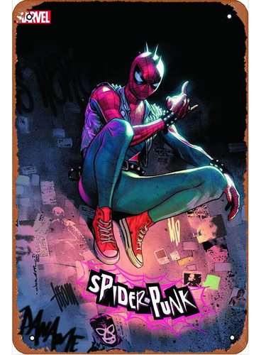 Spider-punk 1 - Poster De Metal Retro Para Decoracion De Par