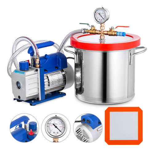 Vevor Kit Cámara De Vacío De 3 Galones+bomba De Vacío 4cfm