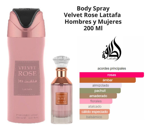 Velvet Rose Lattafa Body Spray