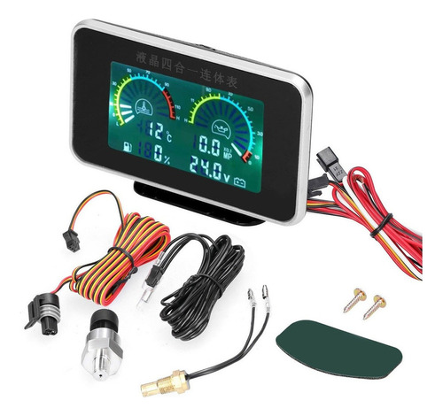 Medidor De Coche Lcd 4 En 1 For Voltaje De Presión De Agua