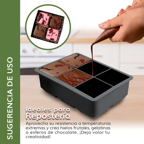Kit 2 Moldes Refrigerador Hielo Forma Esfera/cubo Grande Color Negro