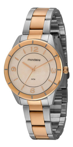 Relógio Feminino Clássico Aço Prata E Rosé Mondaine