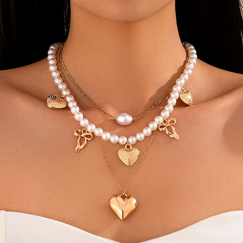 Collar Con Colgante De Lazo En Forma De Corazón Y Cadena De