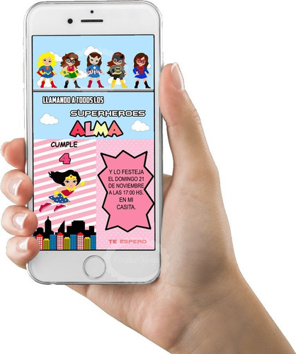 Mujer Maravilla Invitación Tarjeta Digital Whatsapp