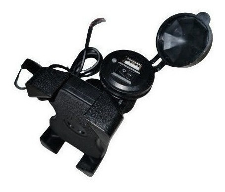 Soporte De Celular Para Moto Con Cargador Usb 2 Amperes Negro