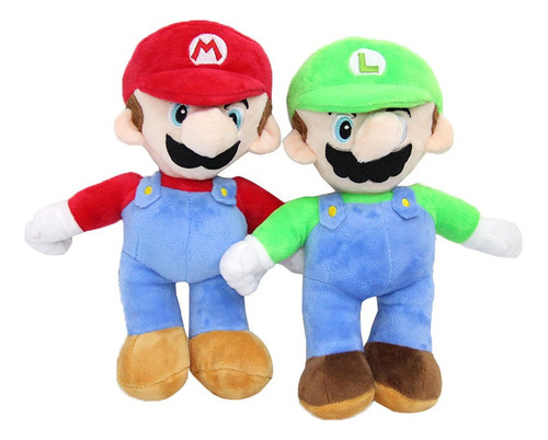 2pcs Super Mario Bros Mario Luigi Peluche Muñeca Regalo 25cm