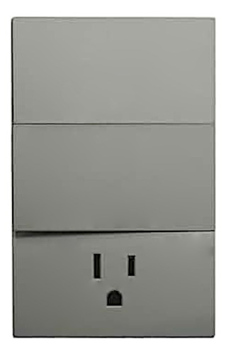 Kit 2 Pz Placa Contacto Sencillo Apagador De 2 Interruptores Gris Oxford